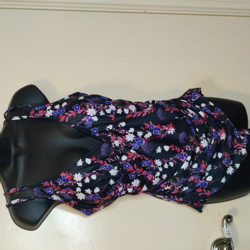 Cocopear Black White Purple Flower Print One Piece Swimsuit NWT Swim Beach